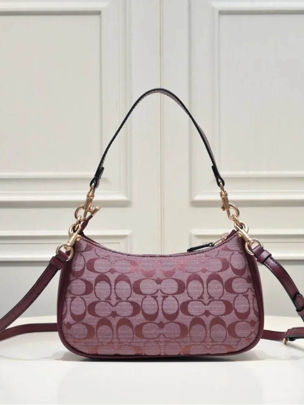 Coach Rose Jacquard Signature Small Shoulder Bag